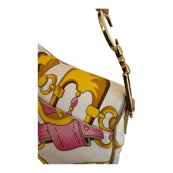 ⚡️SOLD⚡️ ✨RARE✨ Christian Dior Multicolor Silk Print Saddle Bag (Galliano Era) - Picture 10 of 17